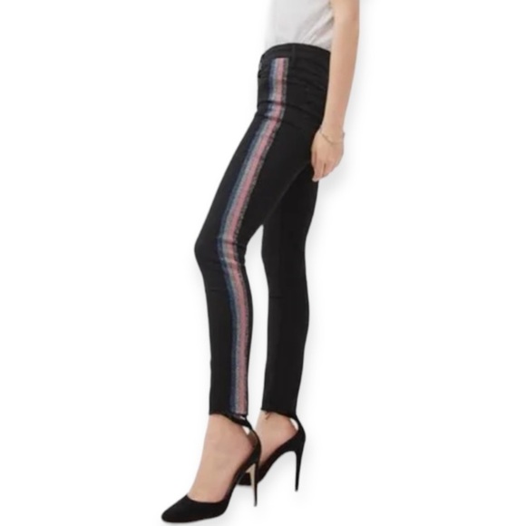 Mother High Waisted Looker Ankle Fray Guilty Glitter Racer Jean 26 - Picture 7 of 14